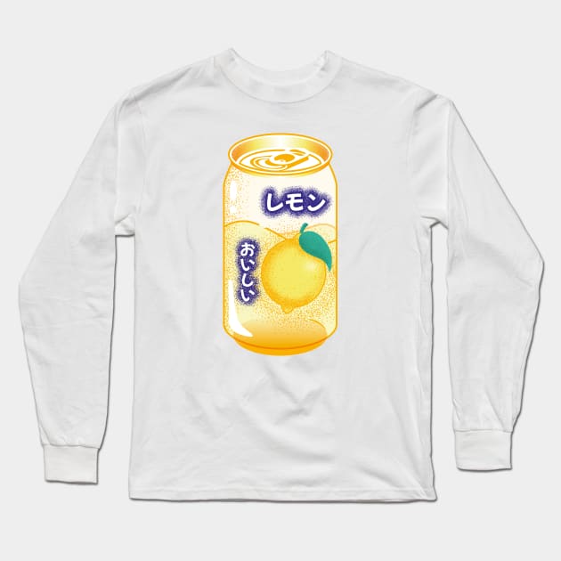 Lemon Soda Can Japanese Soft Drink Kawaii Soft Pastel Pop Art Retro Long Sleeve T-Shirt by AoiKasumi